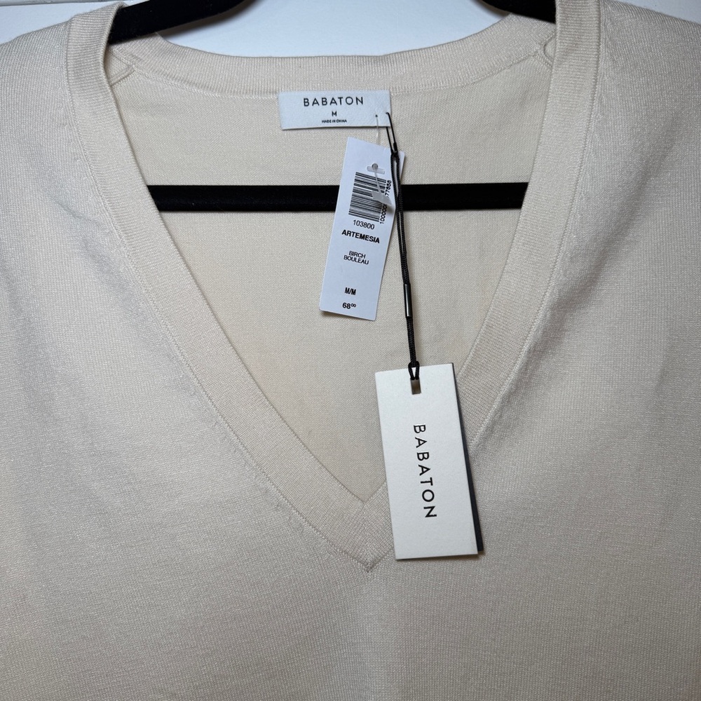 NWT Babaton Artemesia V-neck sweater in Birch Cream Volor Size Medium - Picture 4 of 8